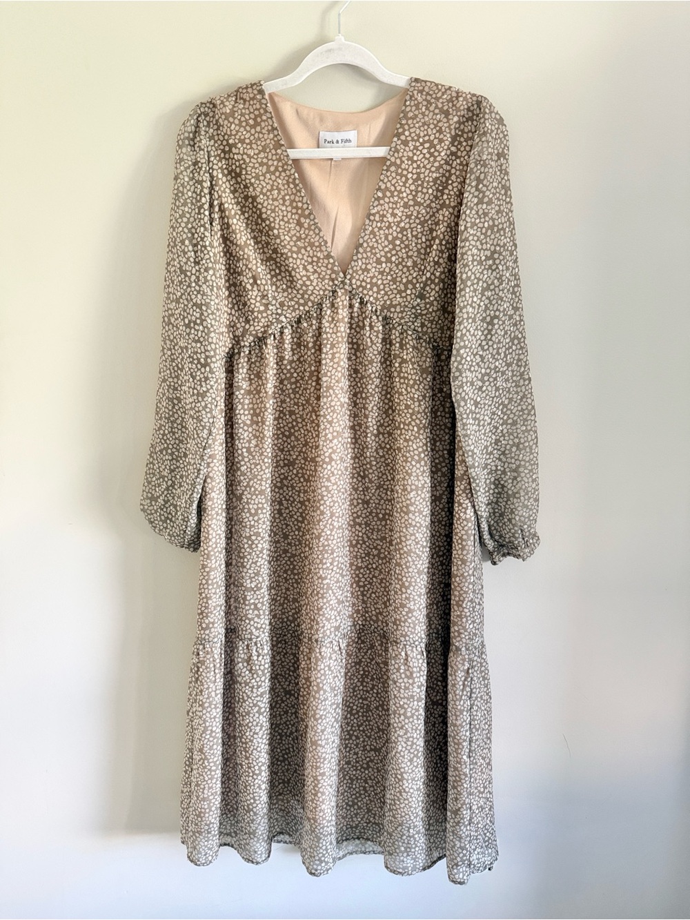Park & Fifth made in Canada Melrose midi dress long sleeve tier flowy